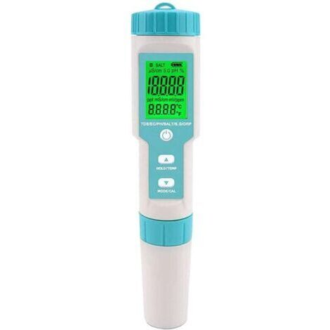 Ahlsen – Testeur de salinité et pH numérique 5 en 1 – Mesure salinité, pH, TDS, EC, température – Pour piscines et spas d'eau salée (1/3)