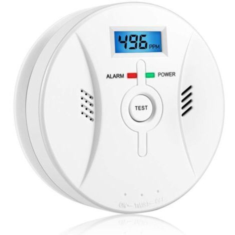 Alarme de monoxyde de carbone avec écran LCD Détecteur de CO Alarme puissante de 85 dB Capteur de monoxyde de carbone Fonctionnant sur batterie (1/5)