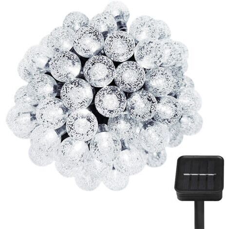 Lumières de Noël, 9,5 m, 50 LED, 8 modes, étanche, capteur de lumière, à énergie solaire, blanc (1/5)