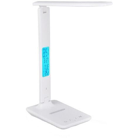 Lampe de bureau LED, chargement sans fil, ABS, 5 niveaux d'intensité lumineuse, réglable, pliable, 33 x 10 x 17 cm, blanc (1/5)