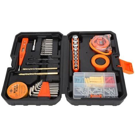 Kit d'outils à main, kit d'outils de réparation, boîte à outils de réparation en acier au chrome vanadium + plastique haute résistance pour la plupart des tâches de réparation de réparation à domicile (1/5)