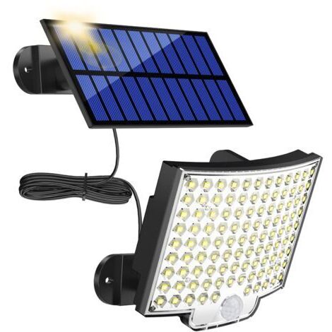 Lampes Solaires Extérieures, 106 LED Lampe Solaire Extérieure avec Détecteur de Mouvement, Étanche IP65, Angle d'Éclairage 120°, Applique Solaire pour Jardin avec Câble de 5 m (1/5)