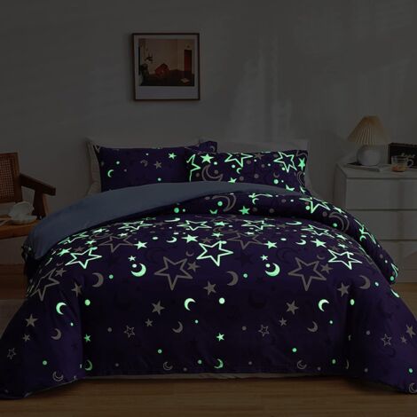 Ahlsen Housse de couette 200x200 cm phosphorescente avec taie d'oreiller 50x75cm (1/5)
