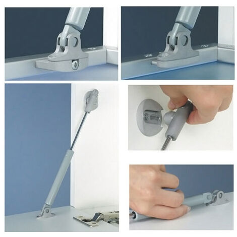Compas pneumatique réversible pour abattant – Décor gris – Réglage angle d'ouverture ± 10° – Platine latérale retournable