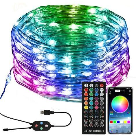 Appareil de Noël, RVB, 15 M, 150 LED, contrôle APP Bluetooth, synchronisation de la musique, étanche IP44, luminosité réglable, USB, multicolore (1/5)