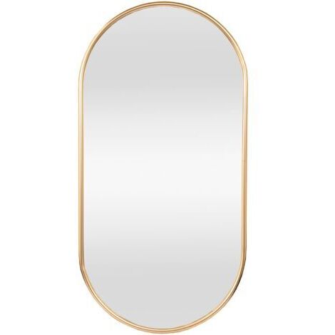 Miroir mural ovale 40 x 60 cm – Cadre en aluminium doré – Installation verticale/horizontale – Pour agrandir visuellement l'espace (1/3)
