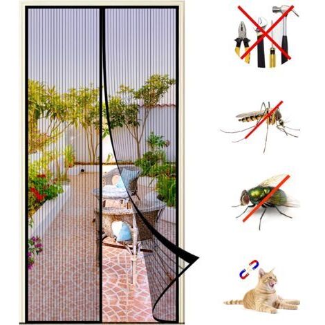 Moustiquaires pour fenêtres Fenêtre de porte magnétique anti-moustique 150x220cm Maille autocollante cryptage moustiquaire anti-moustique rideau magnétique se ferme automatiquement (1/5)