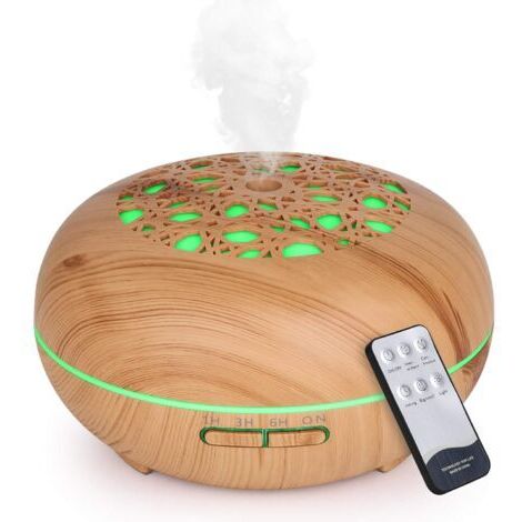 Diffuseur d'huiles essentielles 550ML – Humidificateur électrique à grain de bois – 3 réglages de minuterie – Brume froide silencieuse (1/5)