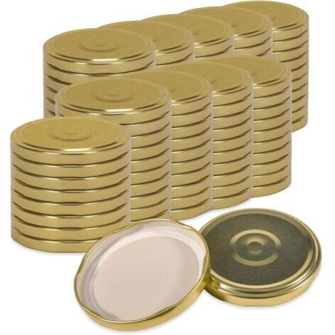 Lot de 100 couvercles à visser TO 82 dorés – Couvercles de rechange pour bocaux de conservation Couvercles Twist Off hermétiques et adaptés à un usage alimentaire Couvercles pour confiture