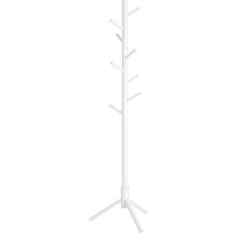 VASAGLE Portemanteau en Bois Massif, Porte-vêtement, avec 8 Crochets pour vêtements, Sacs, Veste, pour entrée, Couloir, Blanc par SONGMICS RCR04WT (1/5)