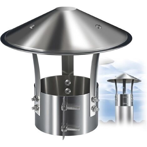 Chapeau de Cheminée, Couvercle de Cheminée, Acier Inoxydable Chapeau Conduit de Fumée, Chapeau de Pluie pour échappement Cheminee Ou Fumisterie Poele Exterieur Tubage(90mm/3.5 in) (1/5)