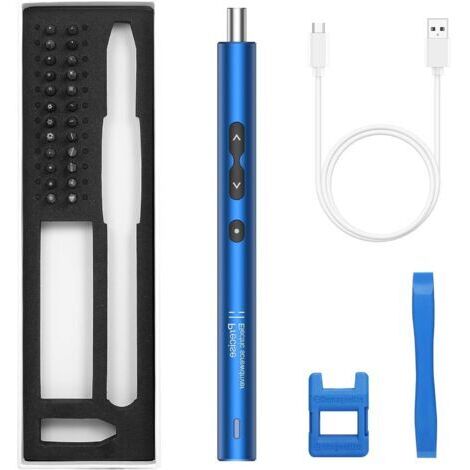 Kit de Tournevis Éélectrique 28 en 1, Mini Tournevis de Précision sans Fil avec Lumières LED, USB Type-C pour Smartphone, Jeu, Caméras, Horloge, PC, Bleu (1/5)