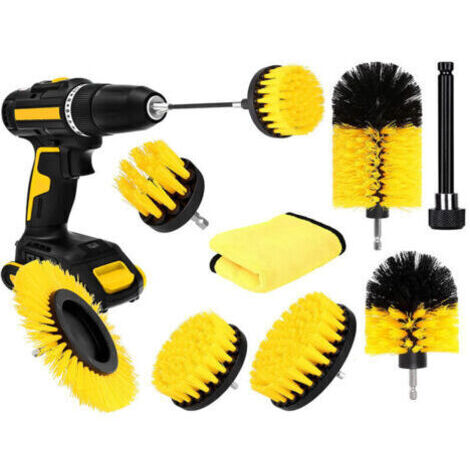 8 Pièces brosse de nettoyage electrique salle de bain Brosse de Nettoyage Brosse de Jante Voiture Brosse Nettoyage Perceuse lectrique Nettoyage de Roue (1/5)