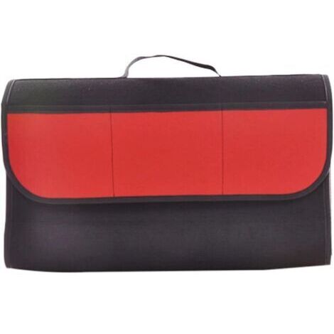 Sollbry Rangement Coffre de Voiture,50cm×15cm×24cm Sac de Coffre Voiture,Organisateur Coffre Voiture Multifonctionnel,Pliable Rangement Voiture Interieur Pliable, Noir et Rouge (1/5)