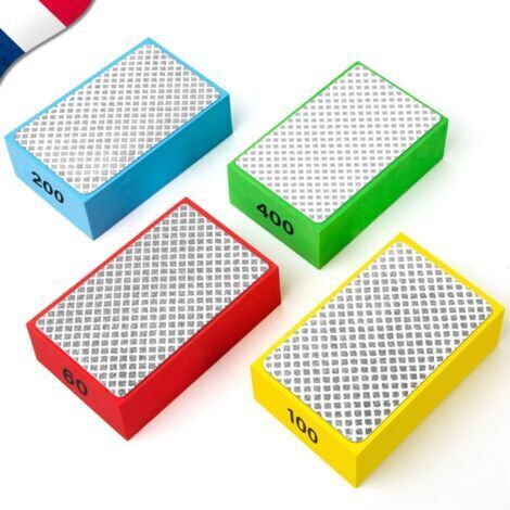 Poncage Carrelage Eponge A Poncer Lot de 4 Cales à Poncer ✮MARQUE FRANCAISE✮ Polissage Éponge Abrasive - Cale A Poncer Diamant Carrelage Rubi ✯GARANTIE À VIE✯ Eponge Poncage 4 Grains 60/100/200/400