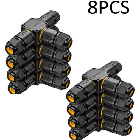 8 PCS Connecteurs de Câbles Étanches IP68 - Boîte de jonction 3 voies connecteur etanche 3 fils - Raccordement extérieur du jardin - Dérivation de câble 6-11mm - Coffret électrique externe étanche (1/5)