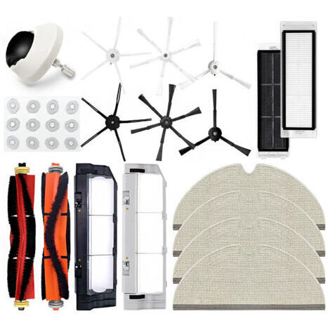Kit d'accessoires pour aspirateurs robots S5/T6/T7, comprenant une brosse rotative, une brosse latérale, un filtre et une serpillière. (1/5)