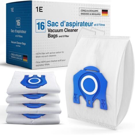 16 Sacs Aspirateur pour Miele [Complete C3 C2 Classic C1 S8340] – remplace GN – 4 Filtres Moteur & 4 Filtres Sortie [Séries S8000 S5000 S2000 S800 S600] – remplace 9917730 12281680 S8 S5 (1/5)