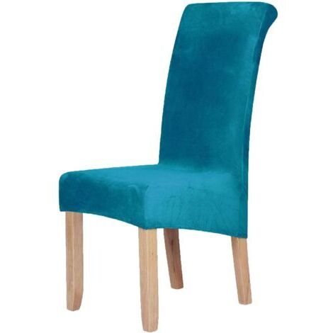 Fuloon Housses de chaise extensibles amovibles lavables. Protection de sièges pour hôtel, salle à manger, cérémonie, banquet, fête de mariage, bleu paon, 2PCS(38x39x60x90cm) (1/3)