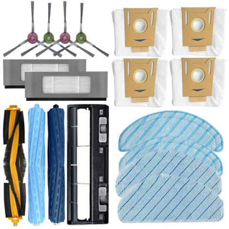 Kit d'accessoires pour aspirateur robot Ecovacs T8/T9 AIVI, comprenant une brosse principale, une brosse latérale, une serpillière et un filtre. (1/5)
