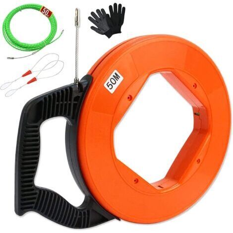 Aiguille Electricien, 50m 4,5mm Tire Fil en Acier Tire Fils Electrique Tire Cable Electrique Tire Fils Electricien Aiguille Baguette Tire Fil Electricien avec 2 Ressorts de Guidage (1/5)