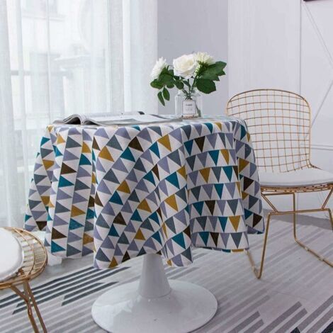 Ahlsen Nappe Ronde 150 cm en Coton et Lin Tissu Nappe en Sergé Simple Style Nordique Anti-Tache Infroissable Décoration pour Cuisine Salle à Manger Table (Coloré, Diamètre 140cm) (1/5)