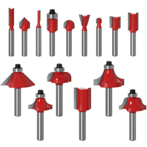 AHLSEN 15pcs 6.35mm Tige Fraises à Défoncer Kit Coffret Fraise pour Defonceuse en Acier au carbone Outil de Travail du Bois de Carbure de Profil (1/4)
