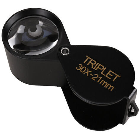 Ahlsen Loupe Bijoutier - Loupe Grossissante Verre 30 x 21 mm Lentille Oculaire - 30x Loupe de Poche - Pliable en Verre - Loupe de lecture (1/3)