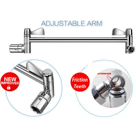 Ahlsen Bras d'extension pour pommeau de douche réglable matériel de rallonge pour bras de douche en laiton de montage mural en nickel brossé pour pommeau de douche