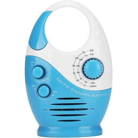 Ahlsen Radio de Douche Étanche, Enceinte Portable AM/FM avec Volume Réglable, Poignée Supérieure Suspendue, Mini Radio a Pile pour Salle de Bain, Cuisine, Utilisation en Extérieur (1/5)