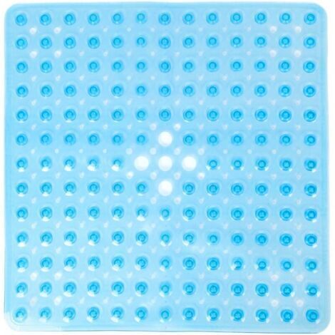 Ahlsen Tapis de Baignoire carré antidérapant Tapis de Bain et de Douche en PVC Transparent Tapis de Douche antibactérien Tapis de Bain antimoisisissure pour Salle de Bain,53cmX53cm Bleu (1/5)