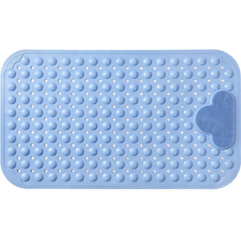 Ahlsen Tapis de Douche Antidérapant 70 x 40 cm Tapis de Bain de Massage,Tapis de Baignoire avec Trous de Drainage et Ventouses - Bleu (1/5)