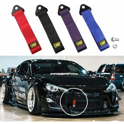 Ahlsen Racing Voiture Remorque Corde Sport Sangle De Remorquage Set Haute Résistance Crochet De Remorquage Rouge pour Véhicule Avant Arrière Pare-Chocs 4pcs (1/4)
