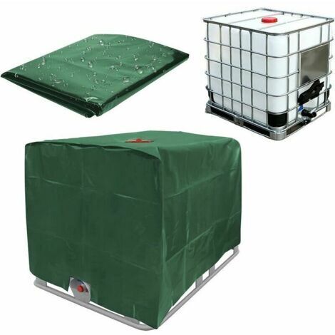 Ahlsen Bâche de réservoir d'eau, Bâche Couverture Réservoir IBC pour Cuve 1000L, Capôt de Protection Container Citerne Eau, Anti-poussière Anti-UV Anti-Pluie, 120x100x116cm (vert),, (1/5)