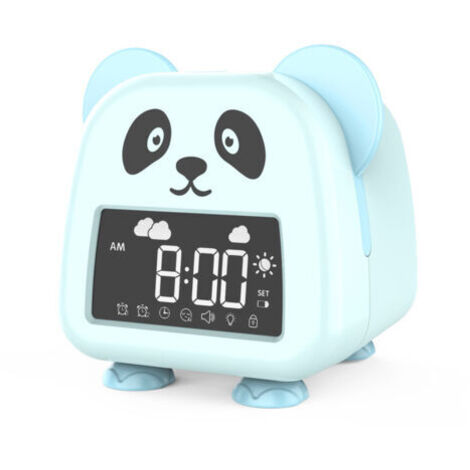 Réveil pour enfants, entraîneur de sommeil pour enfants avec veilleuse intégrée 1200 mAh batterie au lithium rechargeable, minuteur de sieste, réveil lumineux pour chambre d'enfants garçons filles (bl (1/5)