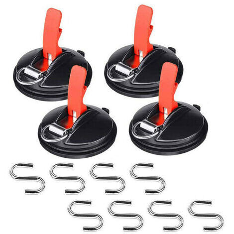 Ahlsen Ventouses de Voiture avec Crochets de Fixation en Forme de S, multifonction, outil d'ancrage, support de voiture, bagages, bâches, tentes, tendeurs de voiture, 4pcs (1/5)