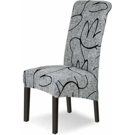 Housse de Chaise Extensible 4 Pièces Grand Housse de Chaise de Salle à Manger Couverture de Chaise Grande Taille Amovible Lavable pour Décor Salle à Manger Hôtel Cuisine (1/5)