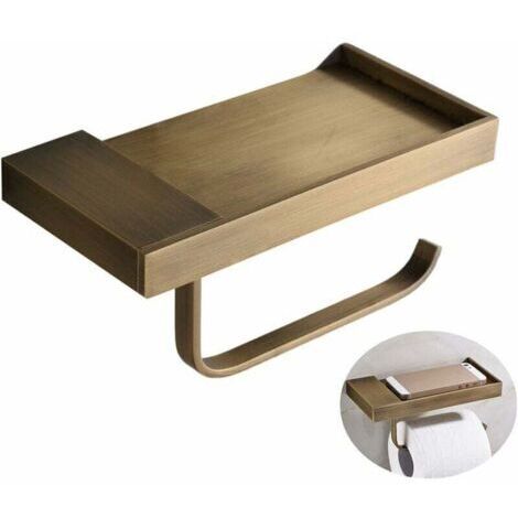Style Antique Dérouleur Papier WC avec Espace de Rangement en Laiton de Qualité Idéal pour Smartphone Porte Papier Toilette Multi Fonction pour Salle de Bain avec Un Beau Design (1/4)