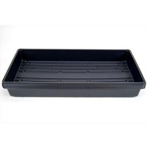 Lot de 5 plateaux de plantation en plastique noir durable (sans trous de drainage) 54 cm x 28 cm - Fleurs, semis (1/4)