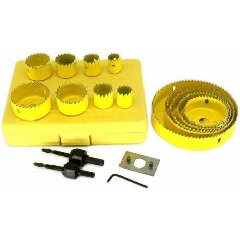 Scie Trépan 13 Pièces Scie Cloche Adaptateur, 2 Pièces Mèche Central Pour Bois Plâtre Plastique PVC Scies-Cloches (1/4)
