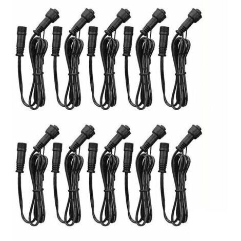 Cable Rallonge, 10 Pack, Pour Spots LED Encastrables,Etanche IP67,1M / 3.3Ft, 2Pin, avec connecteurs mâles et femelles (1/4)