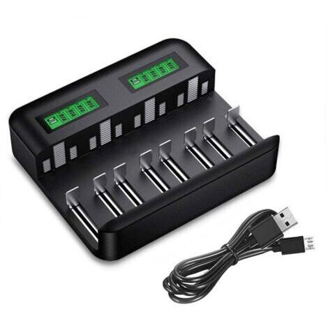 FOREHILL Chargeur de Piles Universel LCD, Chargeur Universel pour AA/LR6, AAA/LR3, C/R14, D/R20 Ni-MH Piles Rechargeables avec Entrée Type C Micro USB, Chargeur 9008 avec Technologie Détection de Pil (1/4)