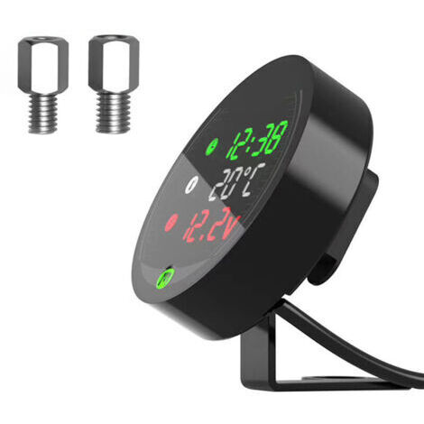 Compteur de température d'eau modifié pour moto voltmètre 12V chronomètre USB téléphone portable chargeant 5-en-1 affichage numérique étanche (1/4)