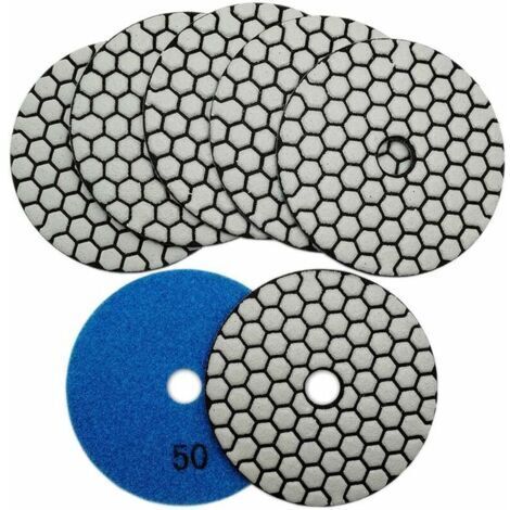 7Pcs Disque Diamant De Polissage 4quot/100Mm Sec Diamant Polissage Pads Pour Marbre, Granite, Pierre, Béton (50) (1/4)
