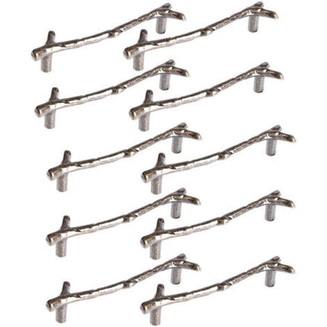 FOREHILL 10x Poignée Meuble en Forme de Branche 128mm Poignées Armoires en Alliage de Zinc avec Vis Bronze (1/4)
