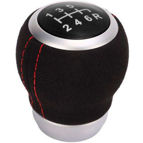 FOREHILL Tête de changement de vitesse à 6 vitesses pour voiture, anneau argenté, remplacement ergonomique et résistant à l'usure pour Subaru Black Top (1/4)