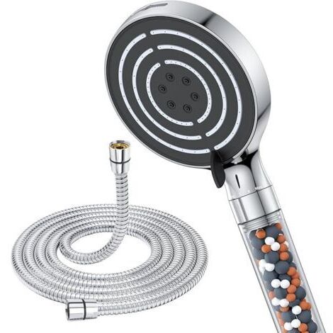 FOREHILL Pomme de Douche, Pomme Douche avec Tuyau 1.8M, Pomme de Douche Economie Deau Haute Pression,Douchettes de Salle de Bain avec Filtre 6 Types de Jet, Douche avec Fonction Pause Jet puissant (1/4)