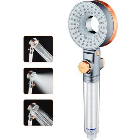 Pommeau de Douche Economie D&39eau, Anti Calcaire Douchette avec Filtre, Haute Pression Pomme avec 3 Modes de Jet, SPA Pomme de Douche (1/4)
