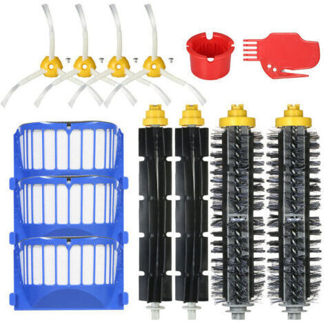 Lot de 13 kits d'accessoires de rechange pour iRobot Roomba 600 Series 690 691 694 650 651 664 615 601 630 Aspirateur - Brosse à poils + brosse flexible + filtre + brosse latérale + outil de nettoyage (1/4)