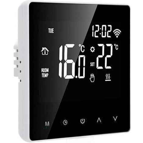 FOREHILL Thermostat Connecté Mural, ME81H AC 230V WiFi Thermostat Intelligent, Affichage LCD Thermostat Intelligent Thermostat de Chauffage par Le Sol((16A, White Back and White Press) (1/4)